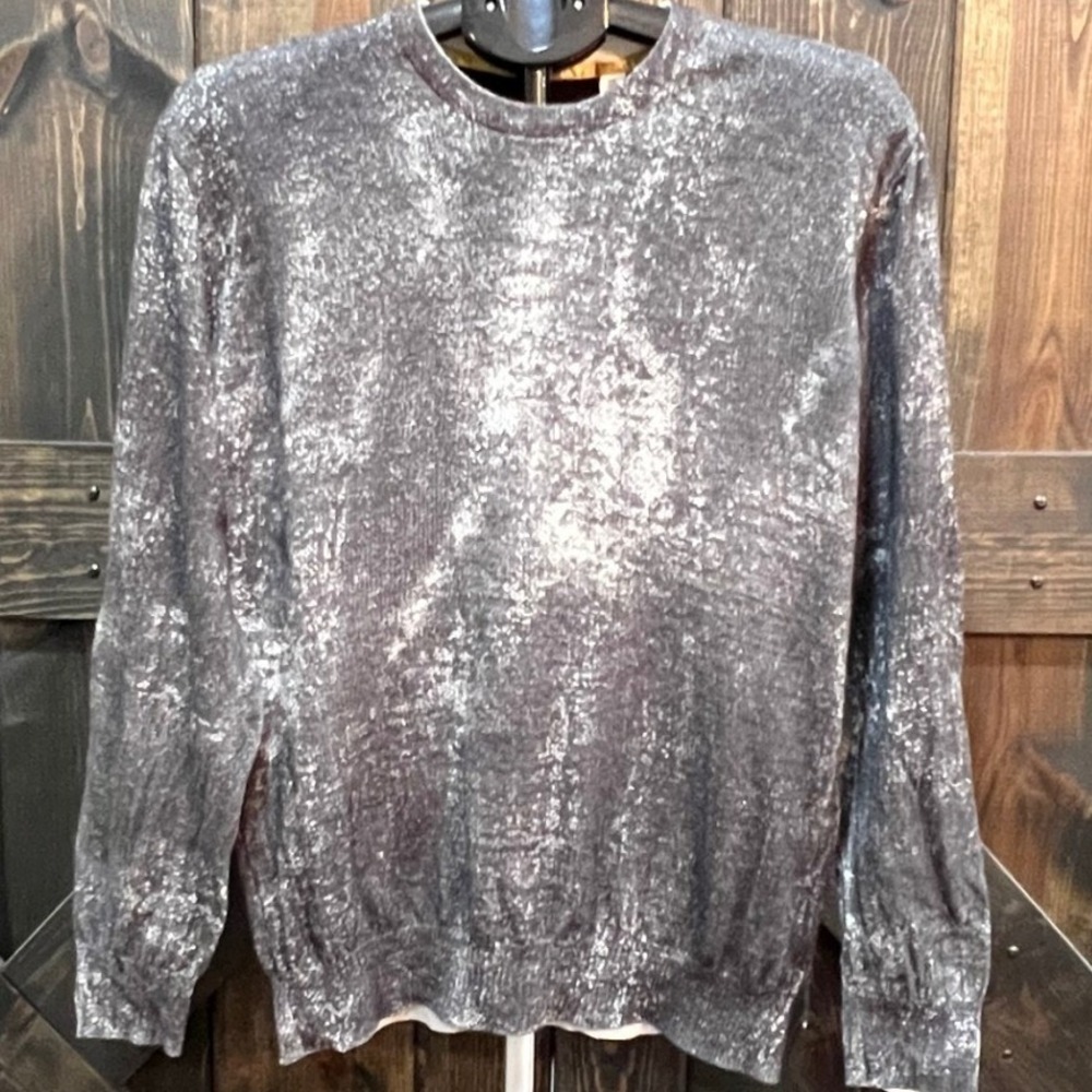 Robert Graham Townsville Sweater Top Size M Linen‎ Blend Black Grey Winter Light